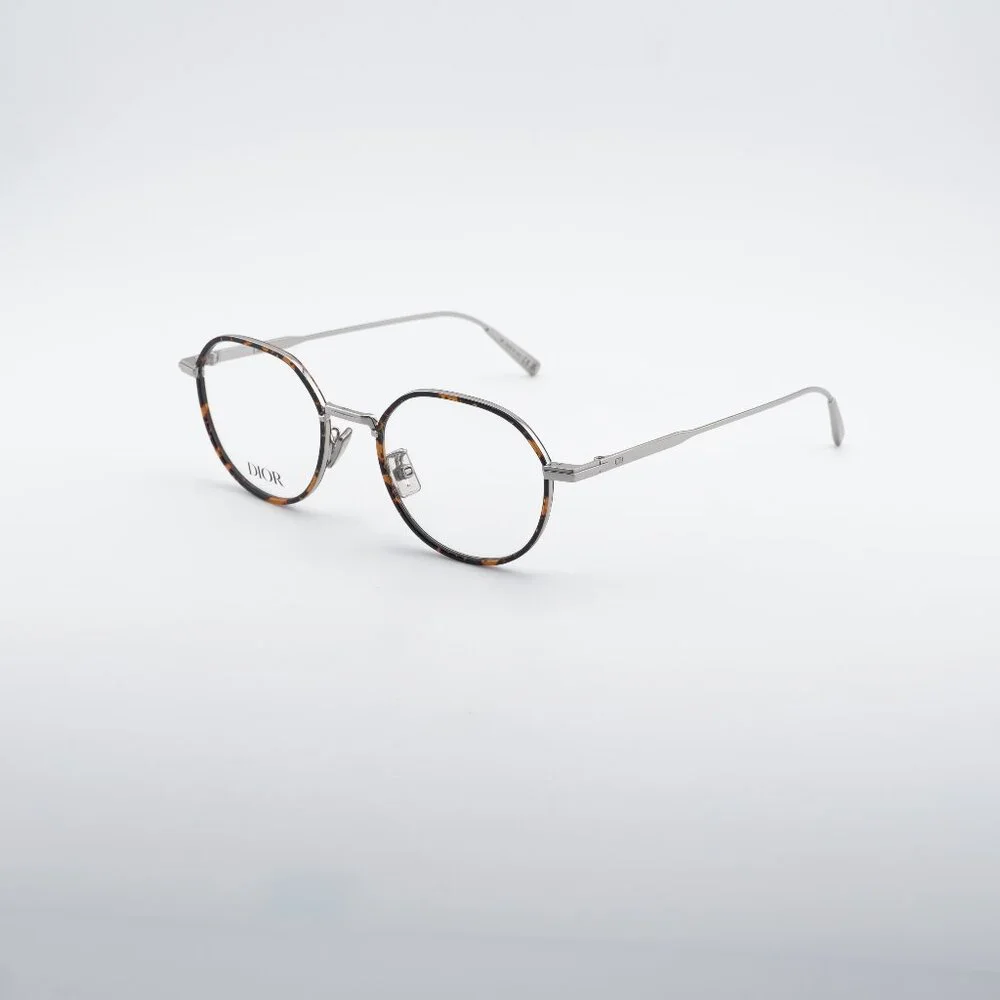 Dior DIORBLACKSUITO R3U F500 Eyeglasses Silver/Havana 49mm Round Frame